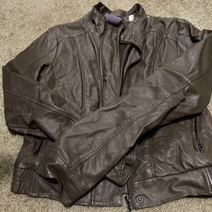 brown faux leather jacket